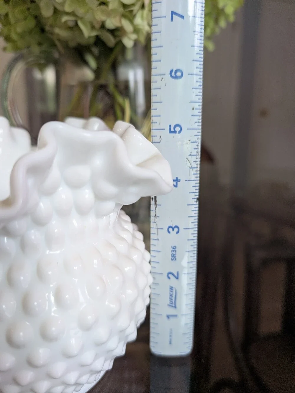 Vintage White Hobnail Milk Glass Vase.
